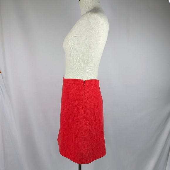 Theory Skirt Mini High Waisted Cotton Tweed Side Zip Lined Grenadine Red 8 NWT - Picture 9 of 16